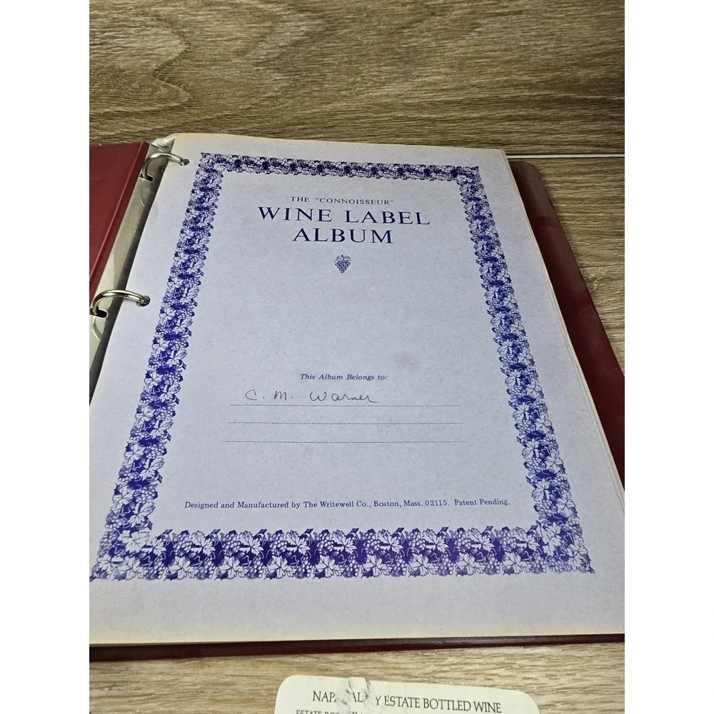 The Connoisseur Vtg. Wine Label Collector Album w/ Pages & Assortment Of Labels